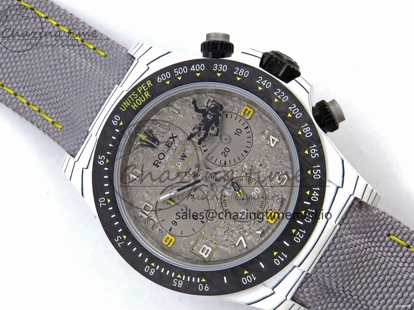Clone Gray Gray Dial Space DIW Daytona Nylon Mission Textured Strap A4130 on 0228